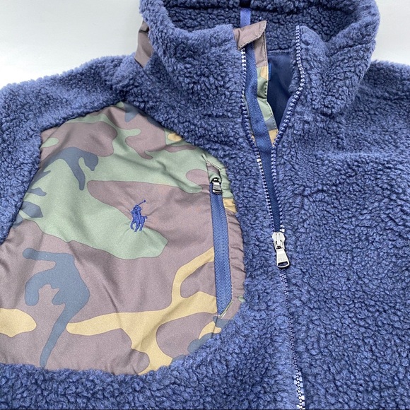 Polo Ralph Lauren Sherpa Fleece Navy Zip Up Jacket - Picture 6 of 15
